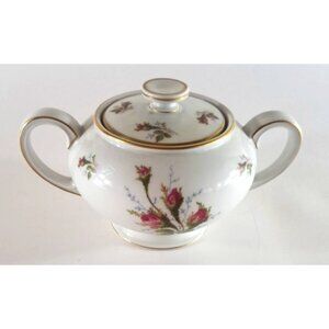 Vintage Selb Germany Winifred Sugar Bowl 2 Handle Moss Rose Rosenthal Gold Trim